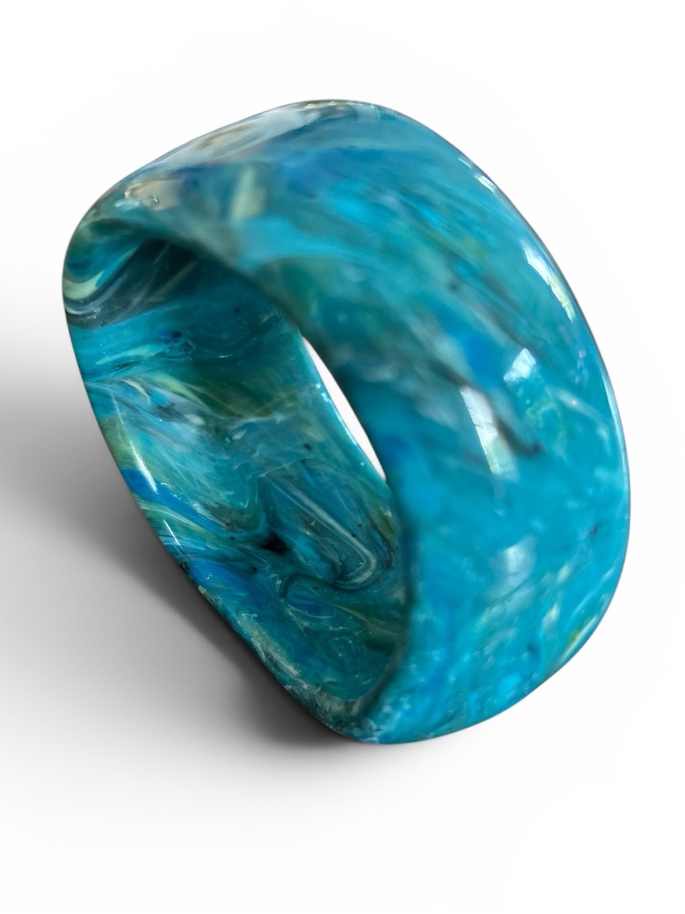 Turquoise, Tourmaline Resin Bangle Bracelet - Boutique - Picture 4 of 5
